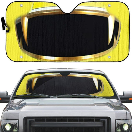 Power Rangers Megaforce Yellow Ranger Helmet Custom Car Auto Sunshade Windshield Accessories Decor Gift