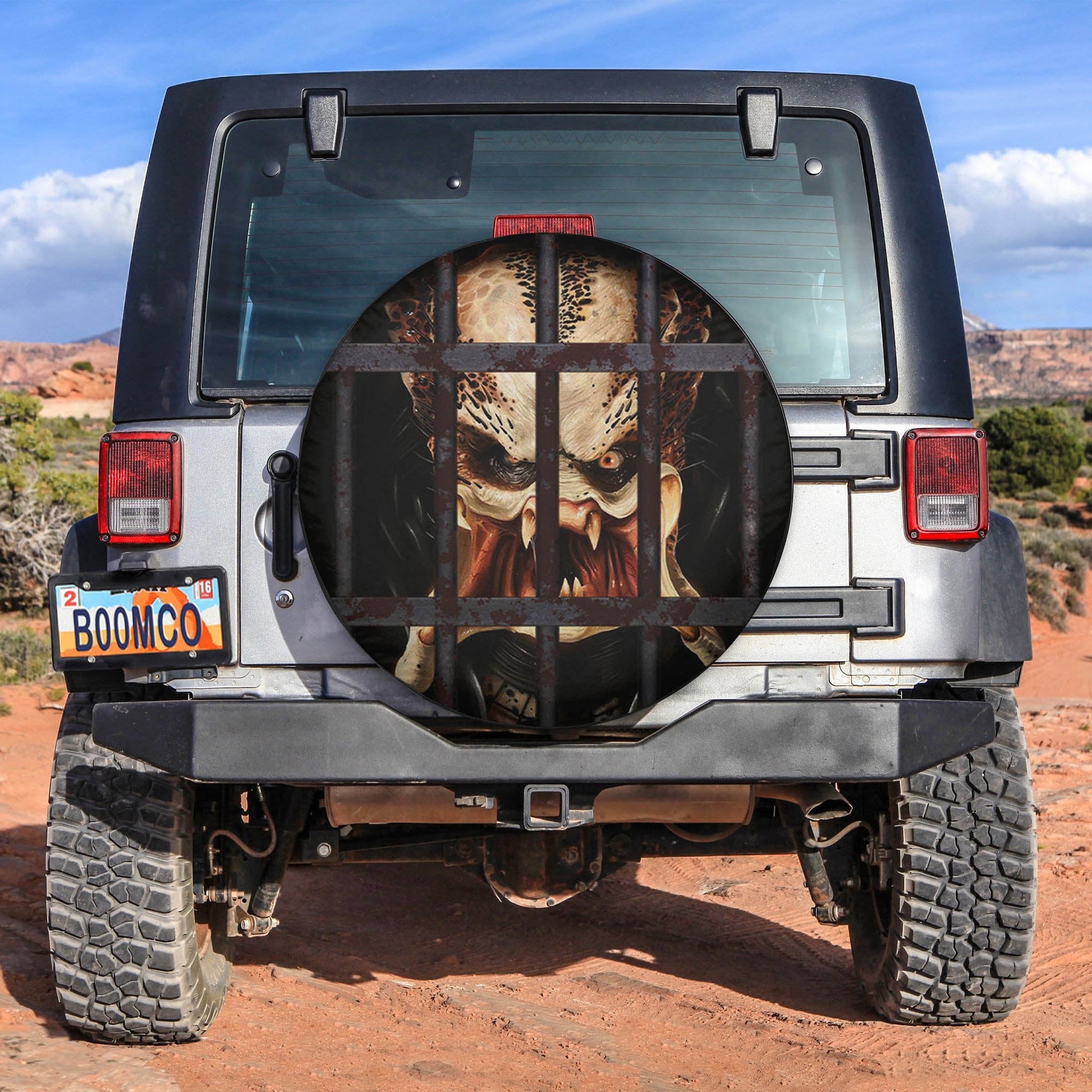 Predator In Cage Spare Tire Cover