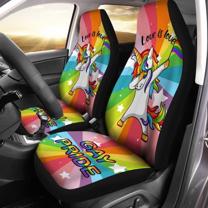 Pride LGBT Car Seat Covers Custom Funny Unicorn Love Is Love Car Accessories