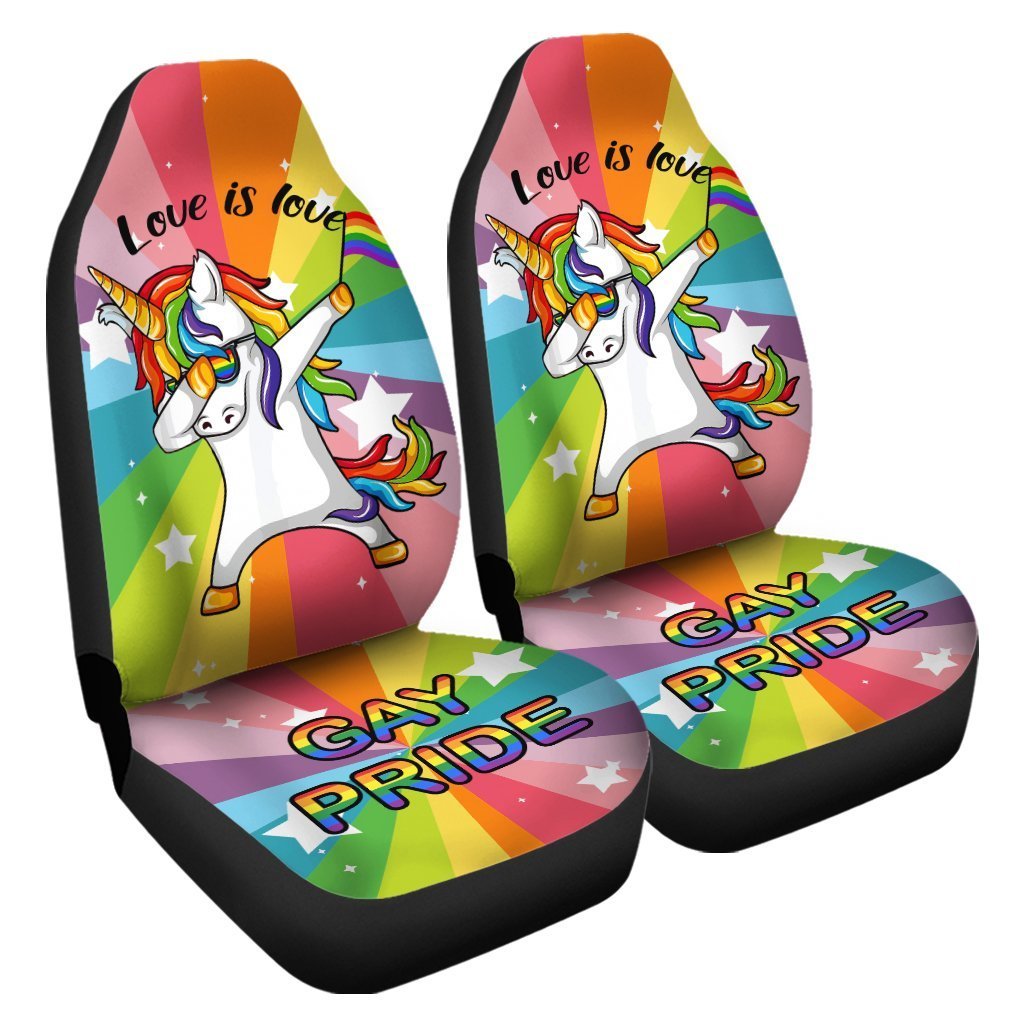 Pride LGBT Car Seat Covers Custom Funny Unicorn Love Is Love Car Accessories