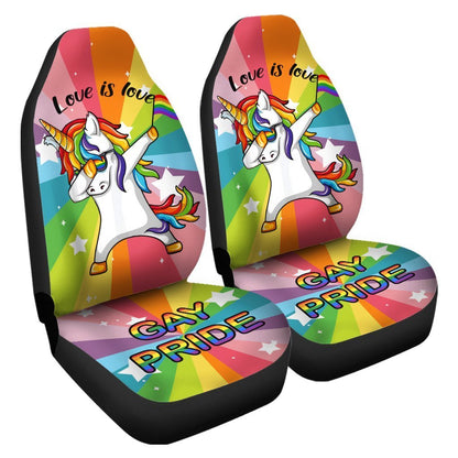 Pride LGBT Car Seat Covers Custom Funny Unicorn Love Is Love Car Accessories