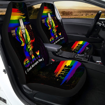 Pride LGBT Car Seat Covers Custom Gay God Accept You Car Accessories