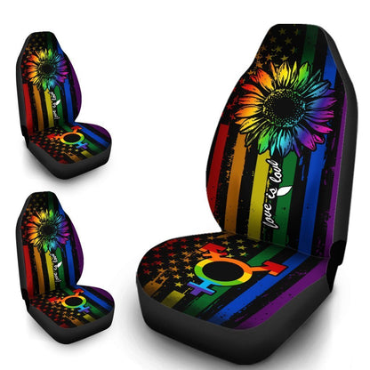 Pride LGBT Car Seat Covers Custom Sunflower American Flag Car Accessories For Transgender