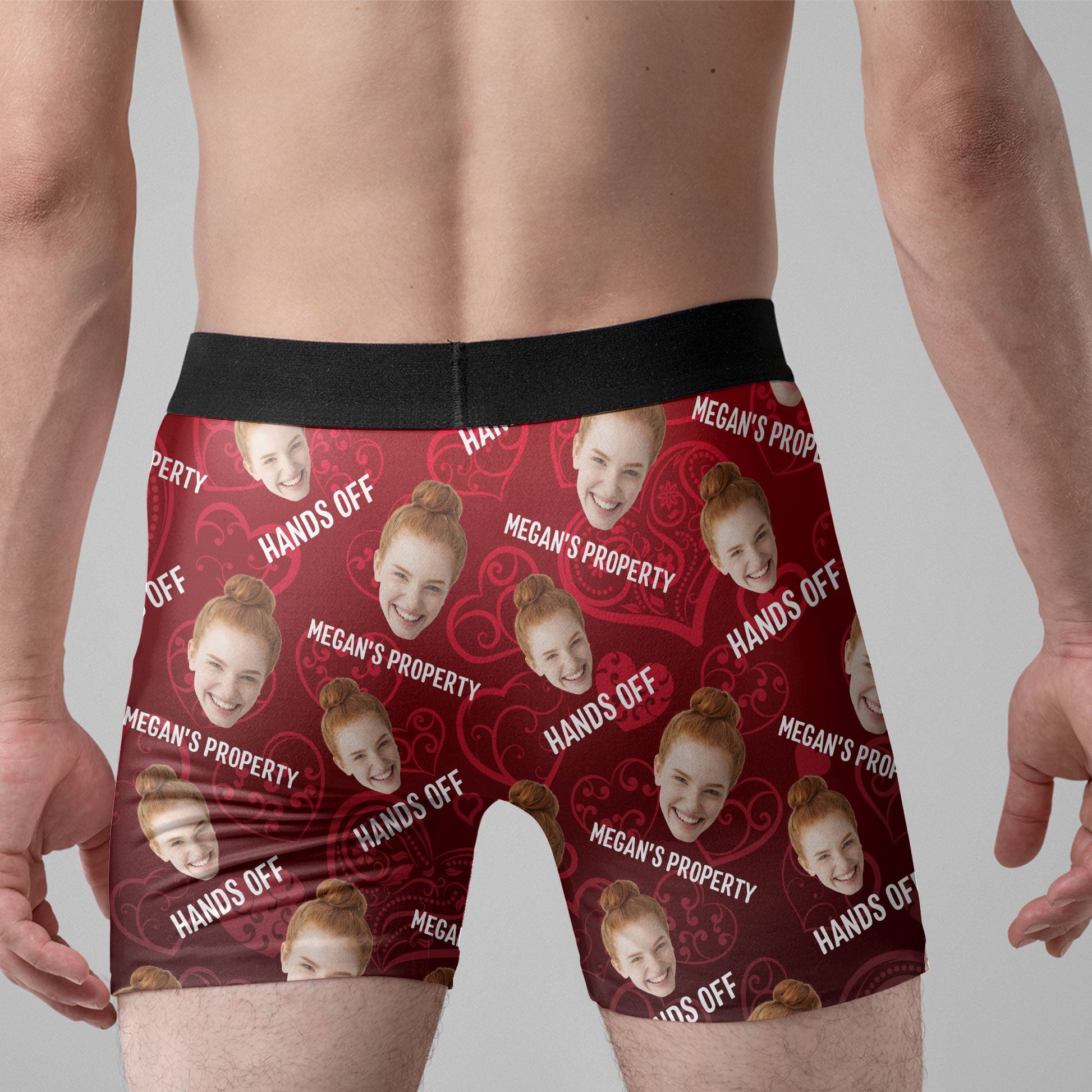 Property Of Funny Hands Off Custom Faces - Personalized Photo Men's Boxer Briefs - Valentine's Day Gifts For Men, Husband, Him, Boyfriend