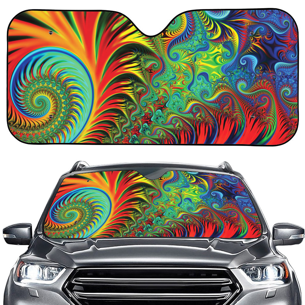 Psychedelic Fractal Print Car Windshield Sun Shade