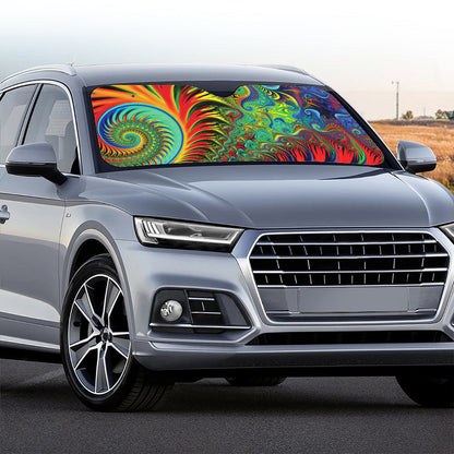 Psychedelic Fractal Print Car Windshield Sun Shade