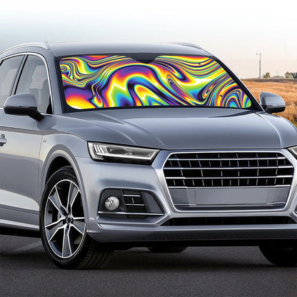 Psychedelic Gradient Print Car Windshield Sun Shade