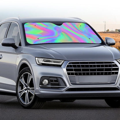 Psychedelic Holographic Trippy Print Car Windshield Sun Shade