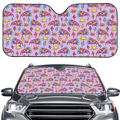Psychedelic Pizza Pattern Print Car Windshield Sun Shade