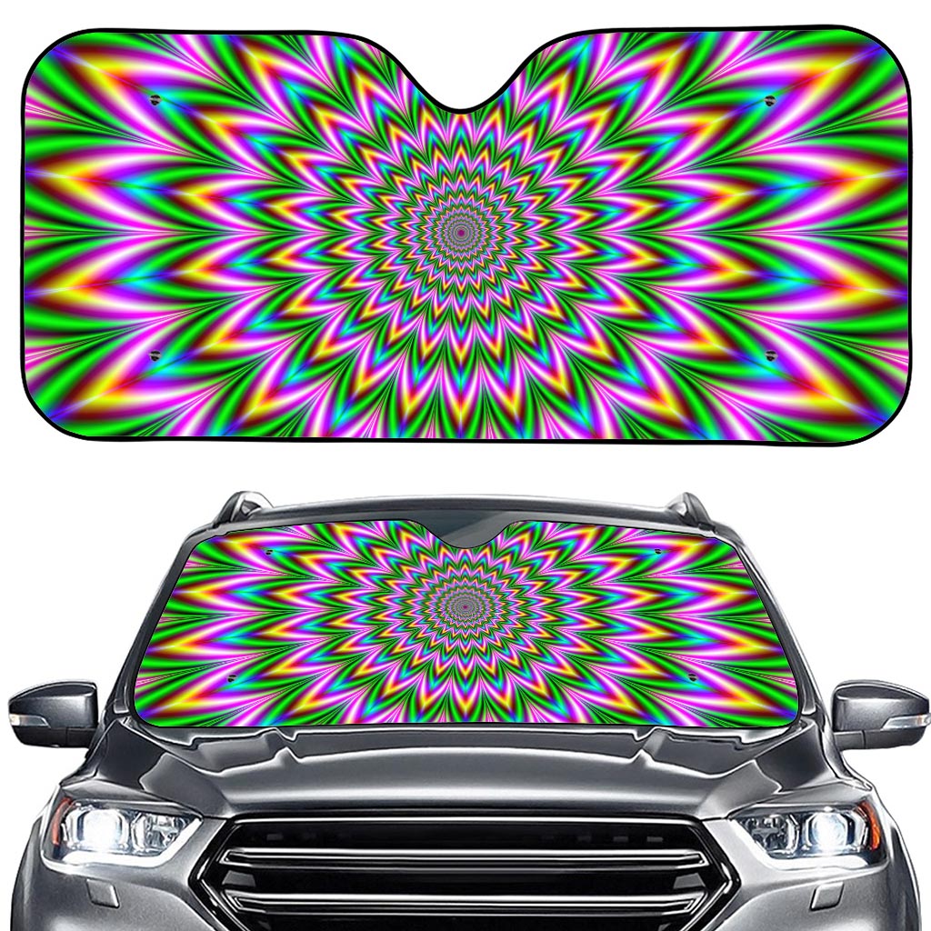 Psychedelic Radiant Optical Illusion Car Windshield Sun Shade