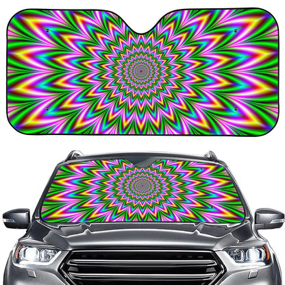 Psychedelic Radiant Optical Illusion Car Windshield Sun Shade