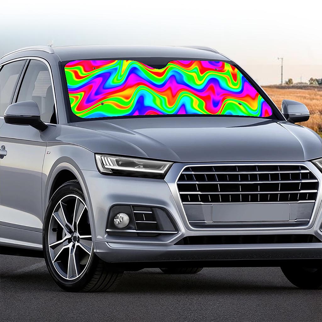 Psychedelic Rainbow Trippy Print Car Windshield Sun Shade