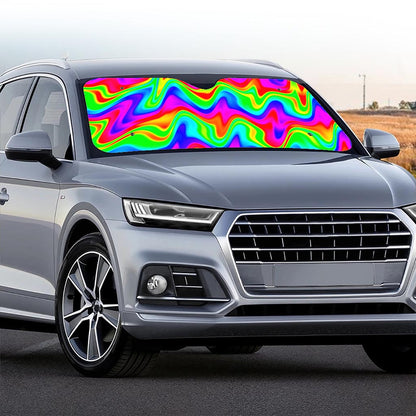 Psychedelic Rainbow Trippy Print Car Windshield Sun Shade