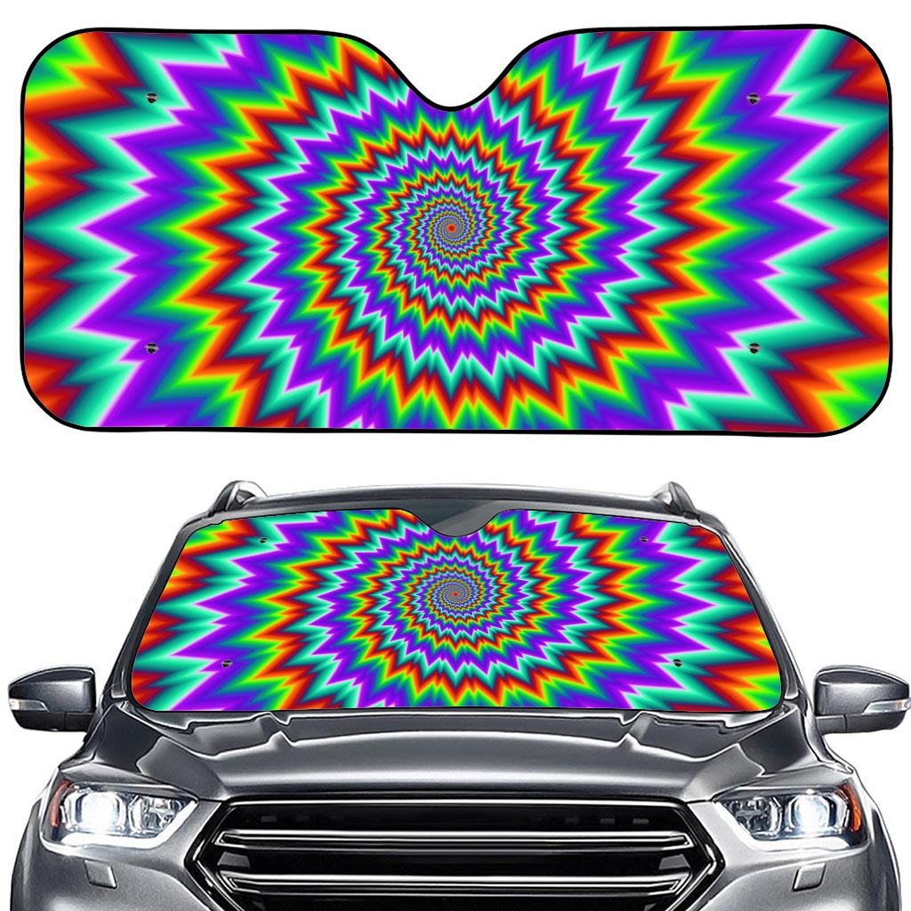 Psychedelic Spiral Optical Illusion Car Windshield Sun Shade