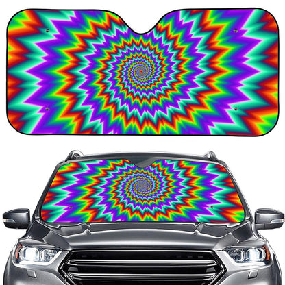 Psychedelic Spiral Optical Illusion Car Windshield Sun Shade