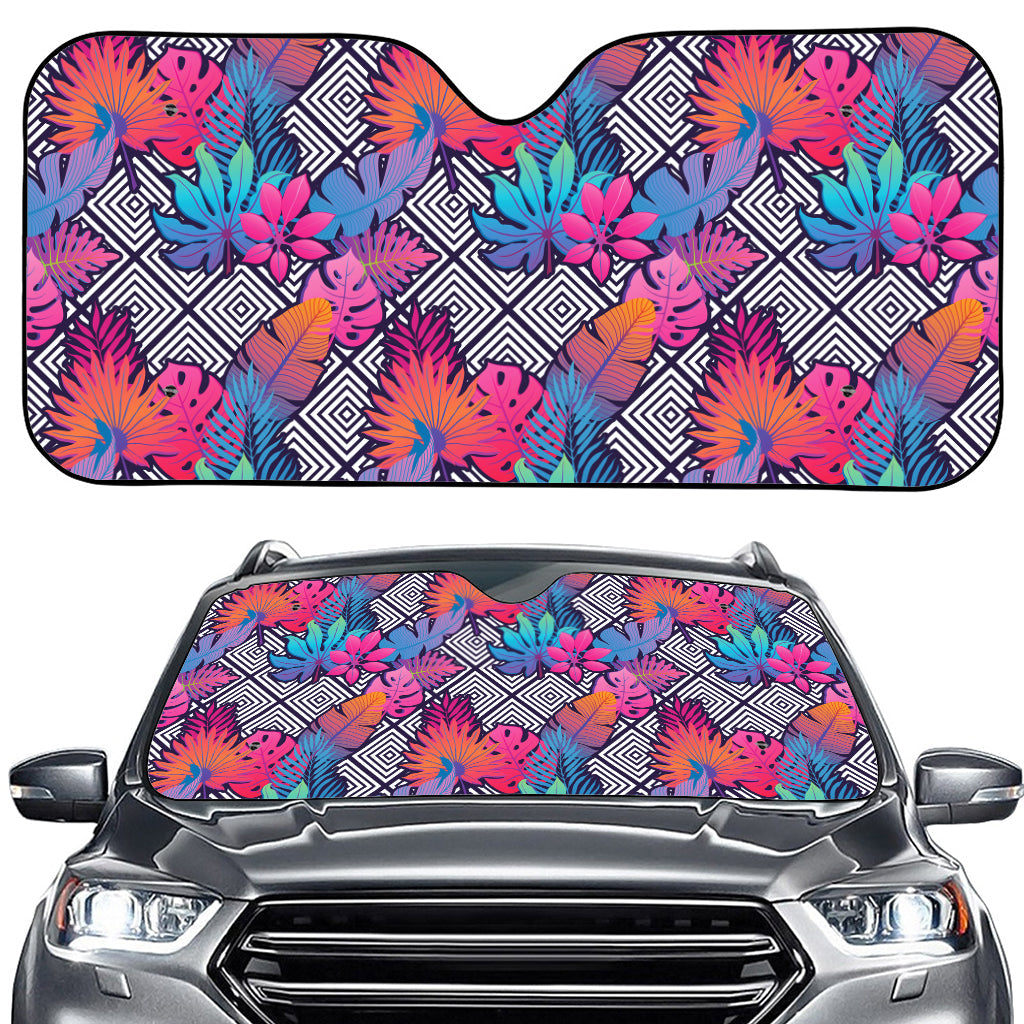 Psychedelic Tropical Aloha Pattern Print Car Windshield Sun Shade