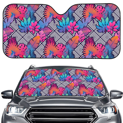 Psychedelic Tropical Aloha Pattern Print Car Windshield Sun Shade