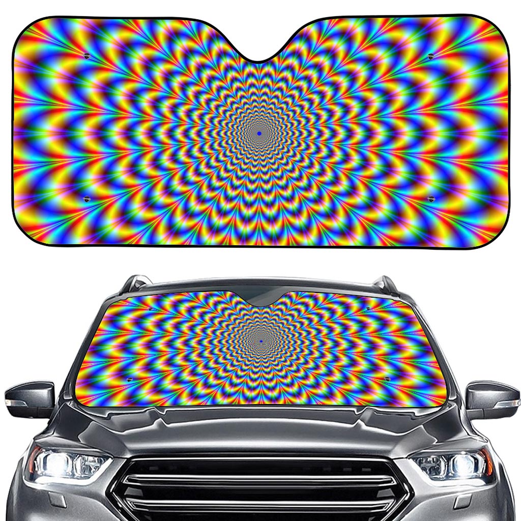 Psychedelic Wave Optical Illusion Car Windshield Sun Shade