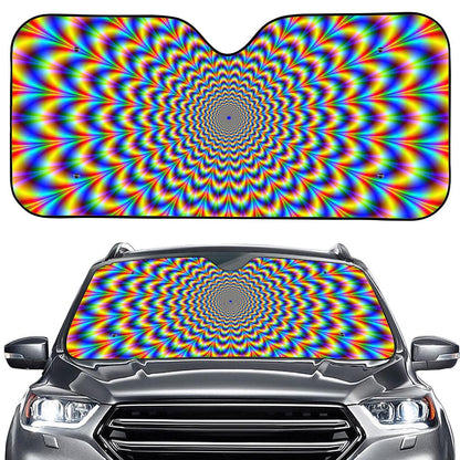 Psychedelic Wave Optical Illusion Car Windshield Sun Shade