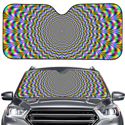 Psychedelic Web Optical Illusion Car Windshield Sun Shade