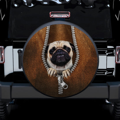 Pug Cute Zipper Car Spare Tire Cover
