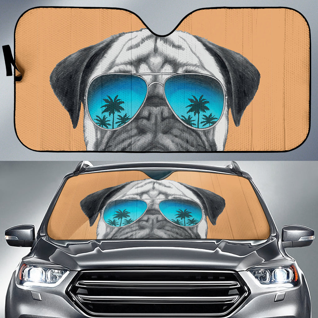 Pug Dog Cold  Car Auto Sun Shades Windshield Accessories Decor Gift