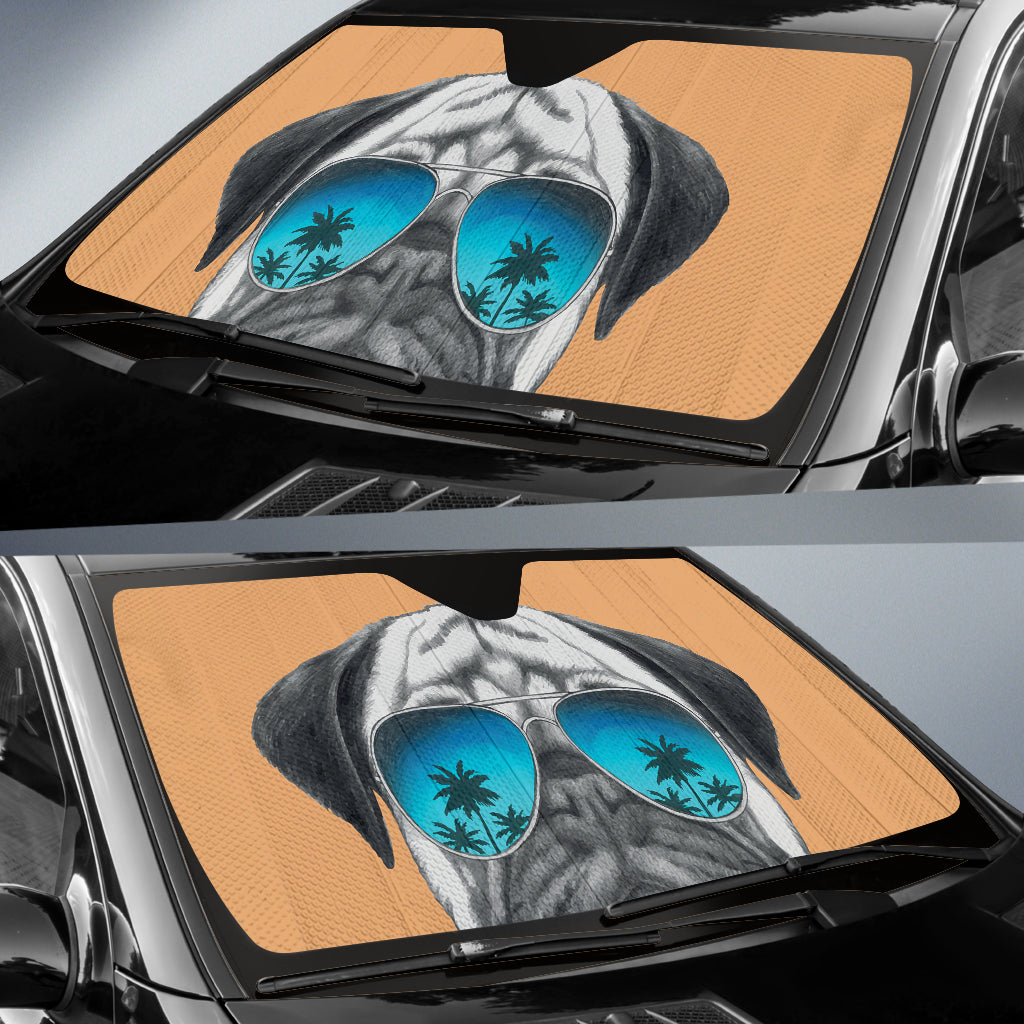 Pug Dog Cold  Car Auto Sun Shades Windshield Accessories Decor Gift