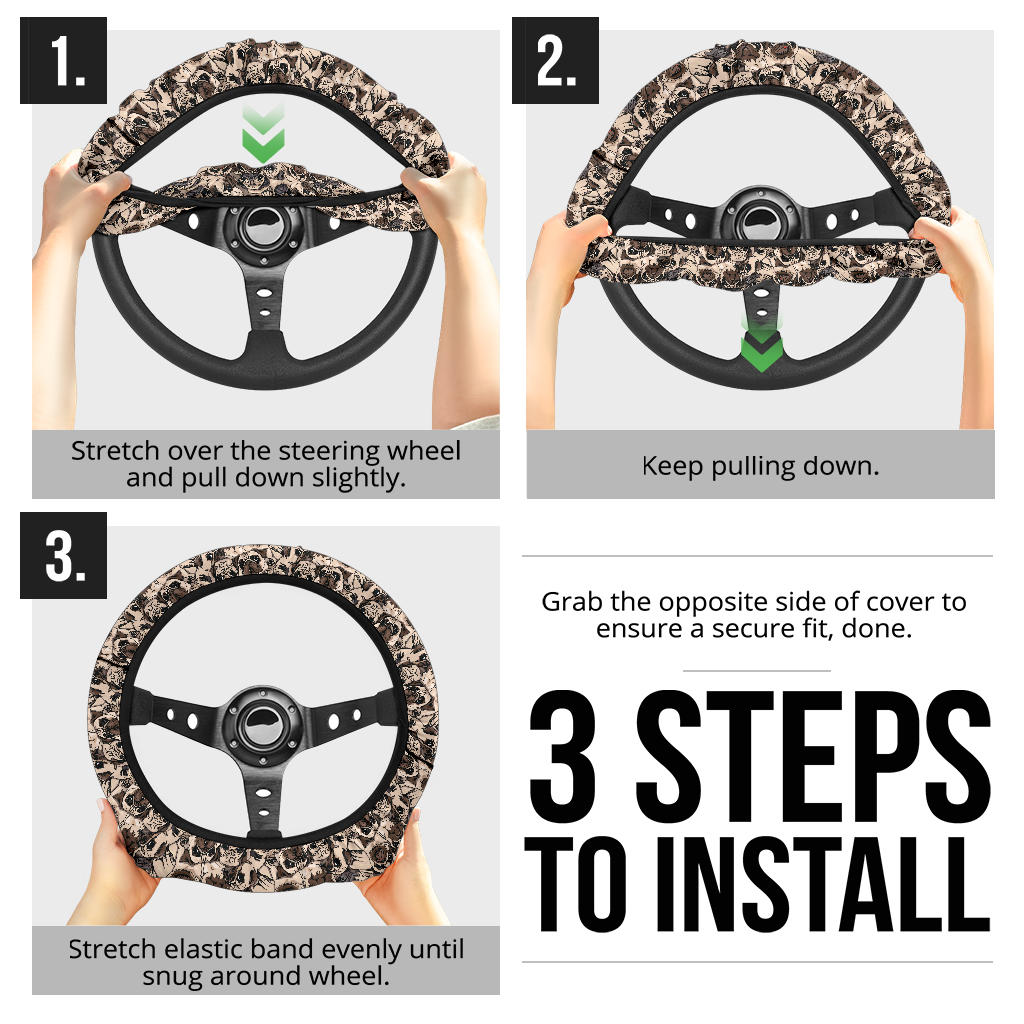 Pug Dog Cute Funny Premium Car Steering Wheel Cover