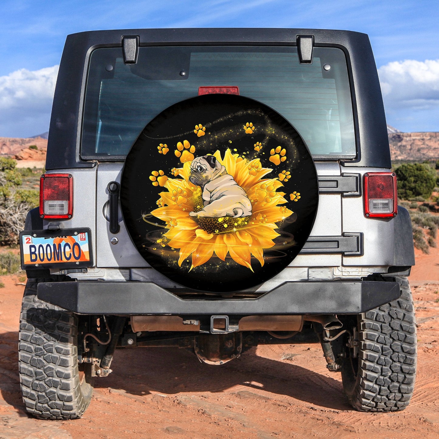 Pug Sunflower Spare Tire Cover
