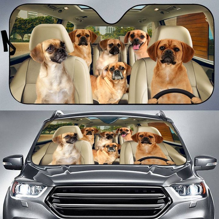 Puggle Car All Over Printed 3D Sun Shade