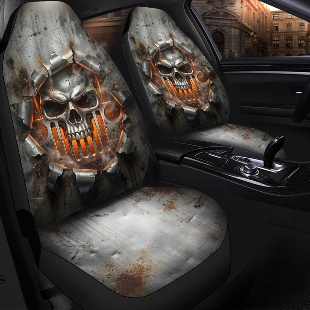 Punisher Skull Jeep Seat Covers – Ripped Steel Effect