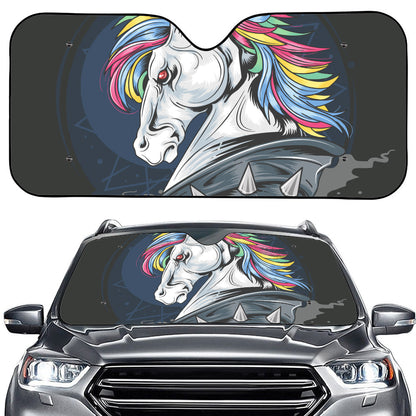 Punk Unicorn Print Car Windshield Sun Shade