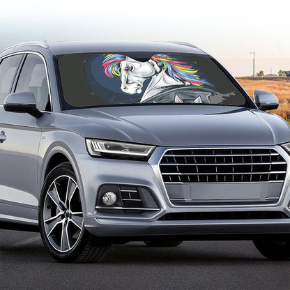 Punk Unicorn Print Car Windshield Sun Shade