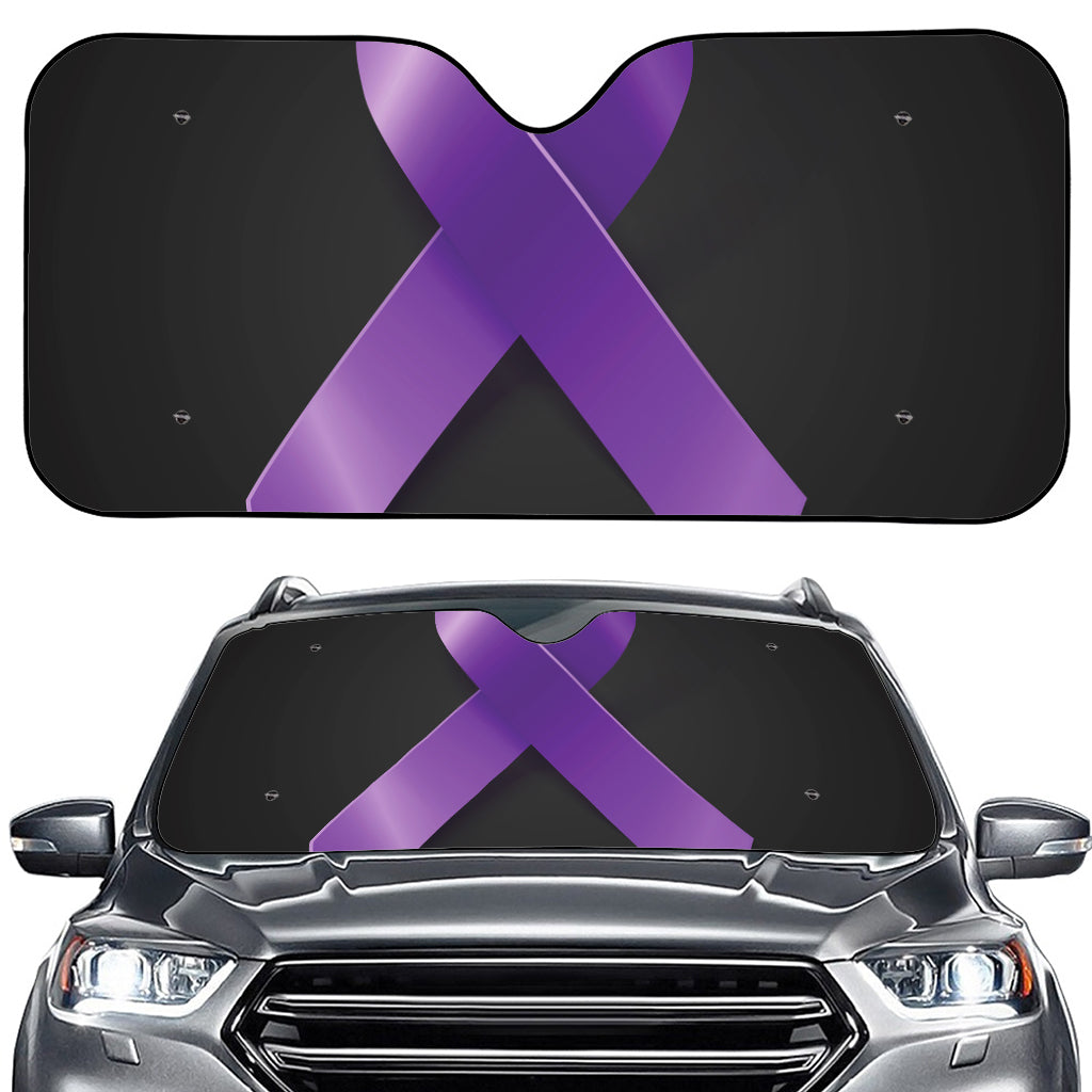 Purple All Cancer Awareness Ribbon Print Car Windshield Sun Shade