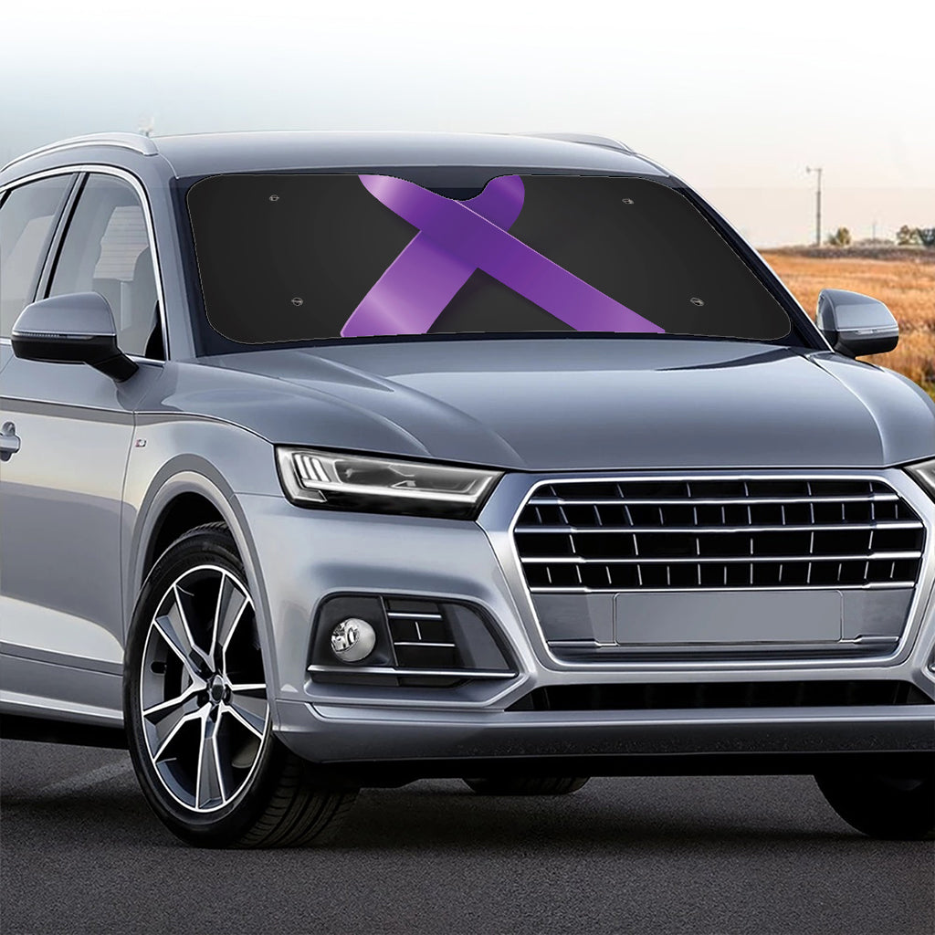 Purple All Cancer Awareness Ribbon Print Car Windshield Sun Shade