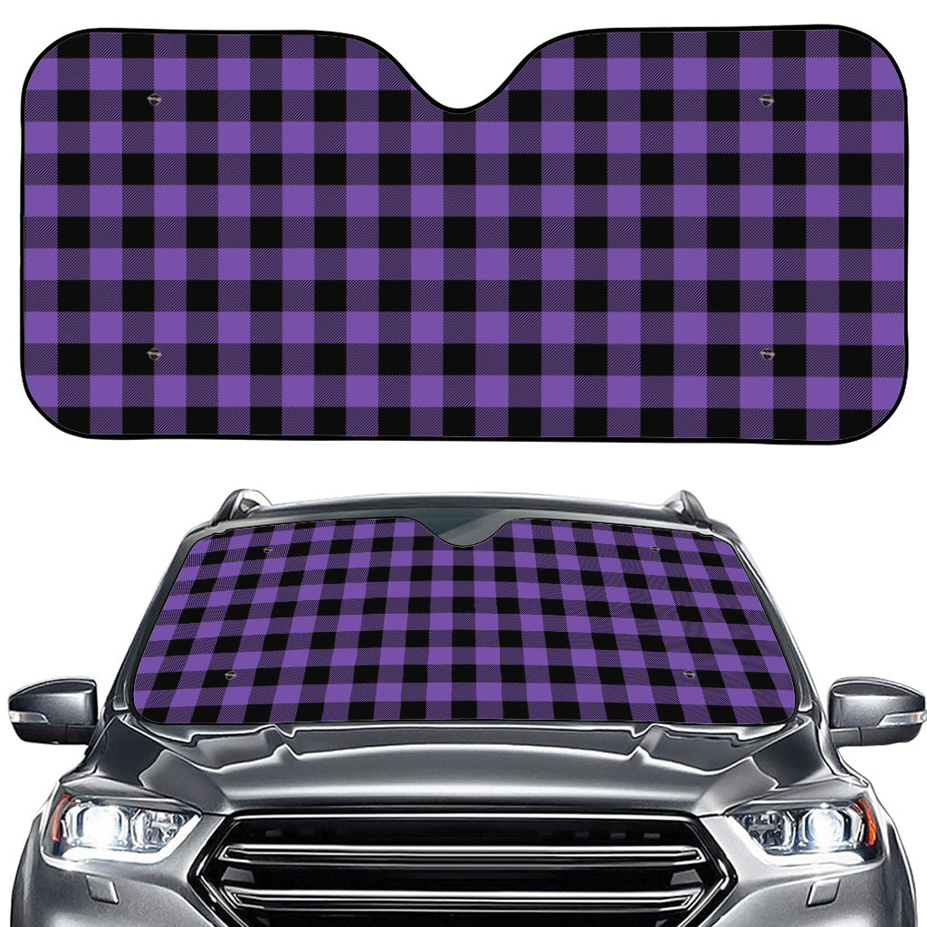 Purple And Black Buffalo Check Print Car Windshield Sun Shade