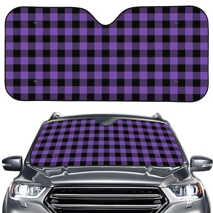 Purple And Black Buffalo Check Print Car Windshield Sun Shade