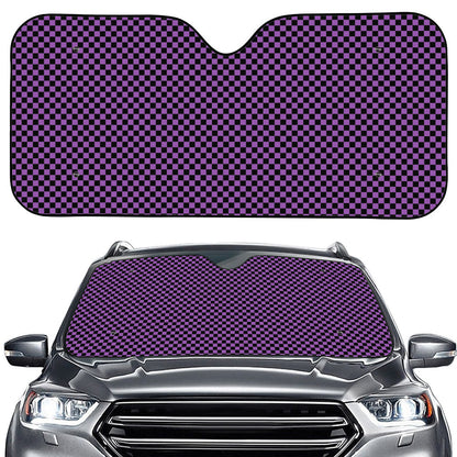 Purple And Black Checkered Pattern Print Car Windshield Sun Shade