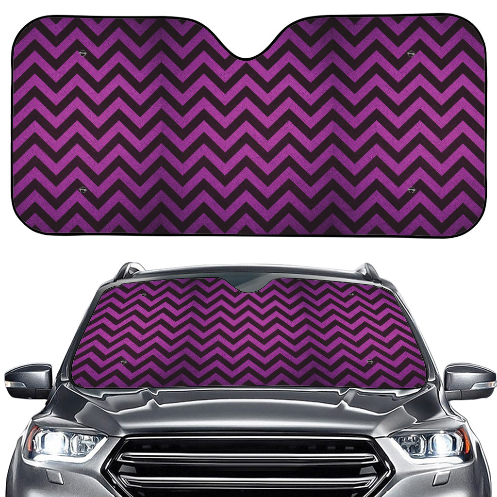 Purple And Black Chevron Pattern Print Car Windshield Sun Shade