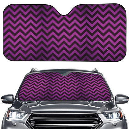 Purple And Black Chevron Pattern Print Car Windshield Sun Shade