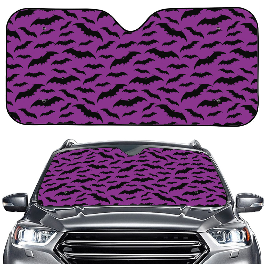 Purple And Black Halloween Bat Print Car Windshield Sun Shade