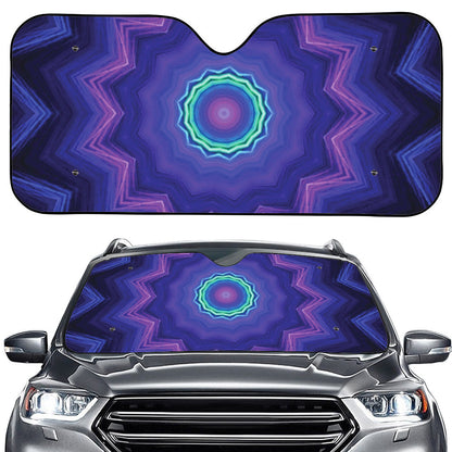 Purple And Blue Kaleidoscope Print Car Windshield Sun Shade