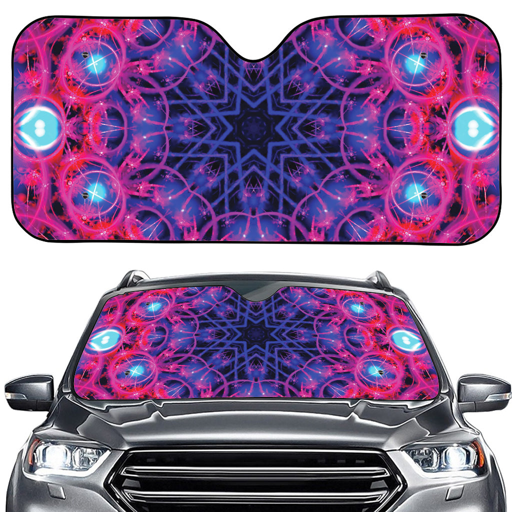 Purple And Blue Light Mandala Print Car Windshield Sun Shade