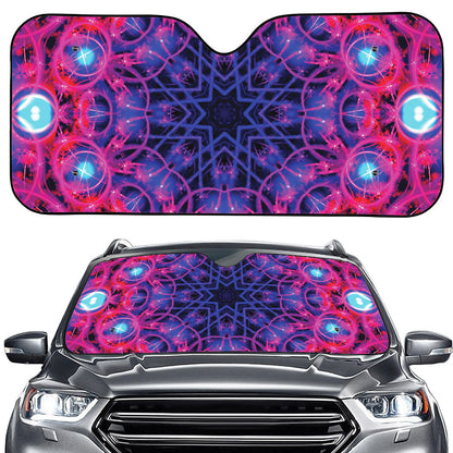 Purple And Blue Light Mandala Print Car Windshield Sun Shade