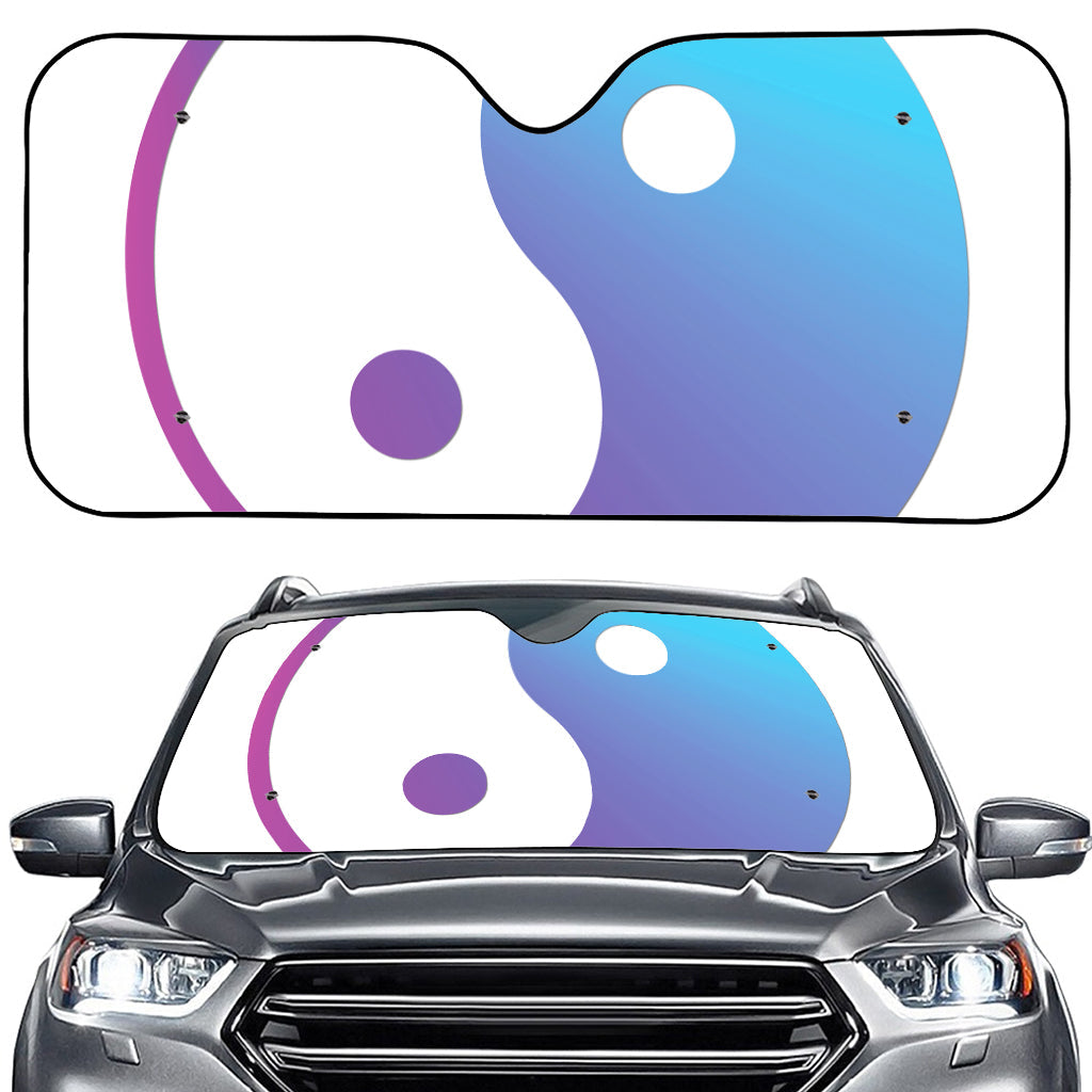 Purple And Blue Yin Yang Print Car Windshield Sun Shade