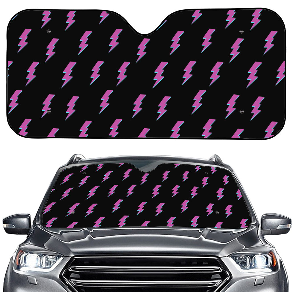 Purple And Teal Lightning Pattern Print Car Windshield Sun Shade