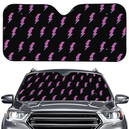 Purple And Teal Lightning Pattern Print Car Windshield Sun Shade