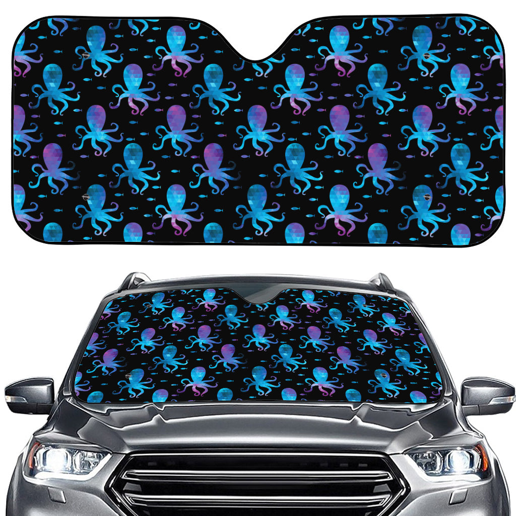 Purple And Teal Octopus Pattern Print Car Windshield Sun Shade