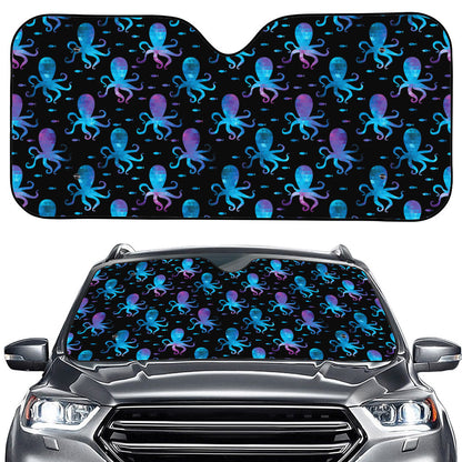 Purple And Teal Octopus Pattern Print Car Windshield Sun Shade