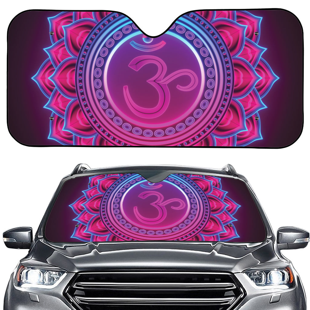 Purple And Teal Om Mandala Print Car Windshield Sun Shade